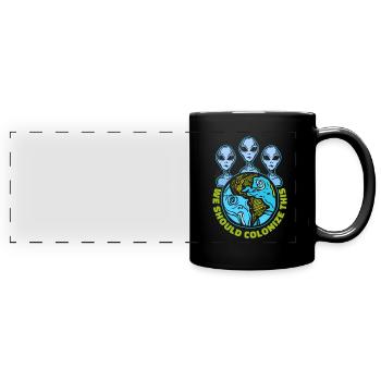 Weltraum Weltall Ausländer Weltraumkolonisation - Panorama-Tasse farbig - Schwarz - Vorne