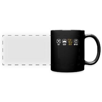 Manger Dormir Réparer, Réparer, Répéter, Mécanicien, Maître, Voiture - Mug panoramique uni - noir - Devant