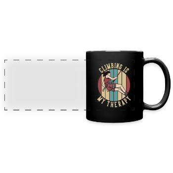 Climbing is my Therapy Sportklettern - Panorama-Tasse farbig - Schwarz - Vorne