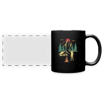 Campsite Tents Glamping Camper Camping - Full Colour Panoramic Mug - black - Front