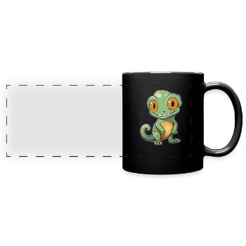 Chameleon Chamäleon Witzig - Panorama-Tasse farbig - Schwarz - Vorne