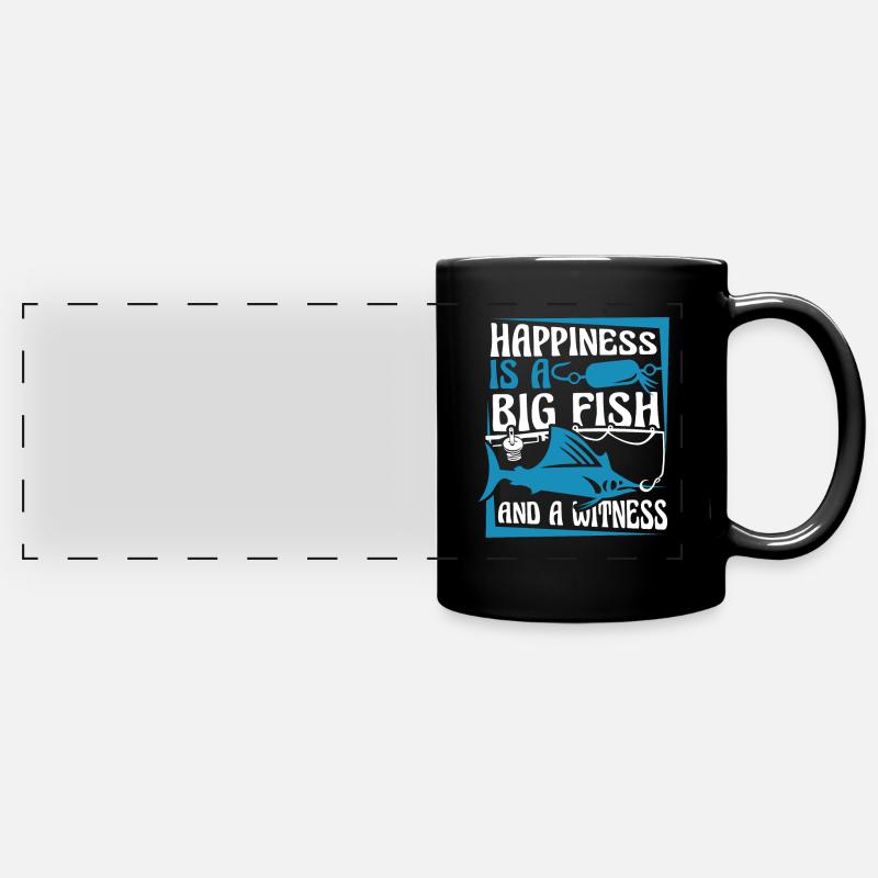 Le bonheur est un gros poisson et un témoin - Mug panoramique uni - noir