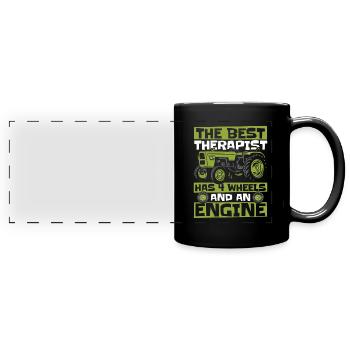 The Best Therapist Has 4 Wheels Bauer Biobauer - Panorama-Tasse farbig - Schwarz - Vorne