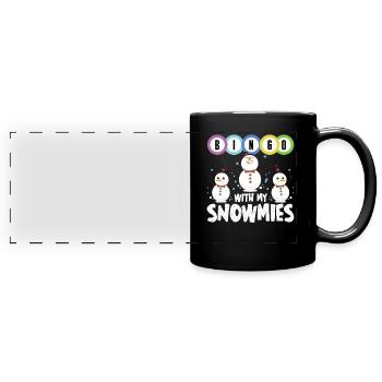 Bingo avec mes snowmies drôle bonhomme de neige - Mug panoramique uni - noir - Devant