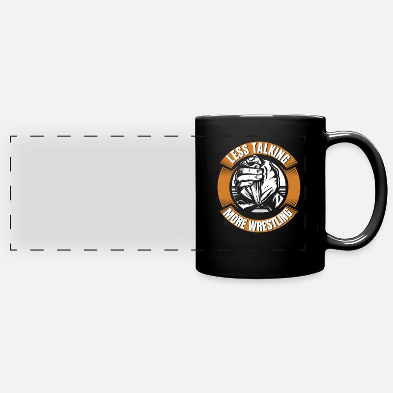 Less Talking More Wrestling Exercise Trainer Arm - Full Colour Panoramic Mug - black