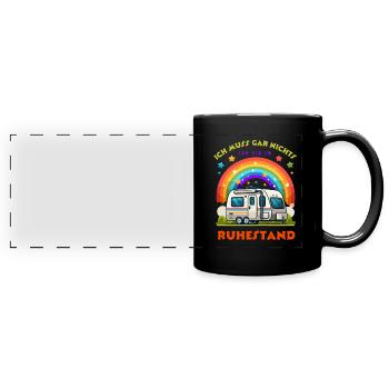 Ruhestand Rente Rentner Wohnwagen Camping Camper - Panorama-Tasse farbig - Schwarz - Vorne