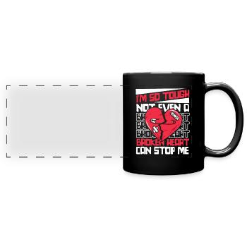 Not Even A Broken Heart Can Stop Me Open Heart - Full Colour Panoramic Mug - black - Front
