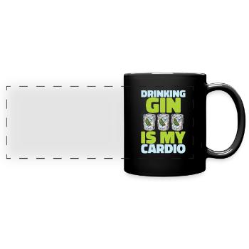 Gin Funny Cardio Quote - Full Colour Panoramic Mug - black - Front