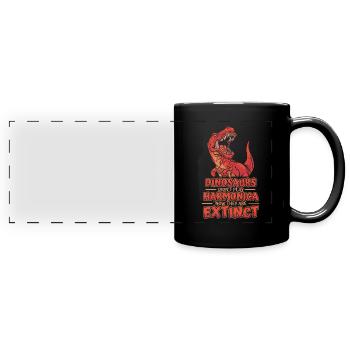 Dinosaurs Didn't Play Harmonica Mouth Harp - Full Colour Panoramic Mug - black - Front