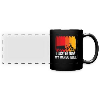 I like to ride my Cargo-bike Cargobike - Full Colour Panoramic Mug - black - Front