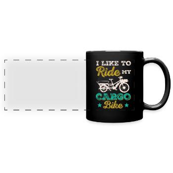 I like to ride my Cargo-bike Cargobike - Full Colour Panoramic Mug - black - Front