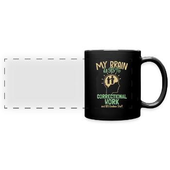 Mon cerveau est composé à 95 % de services correctionnels - Mug panoramique uni - noir - Devant