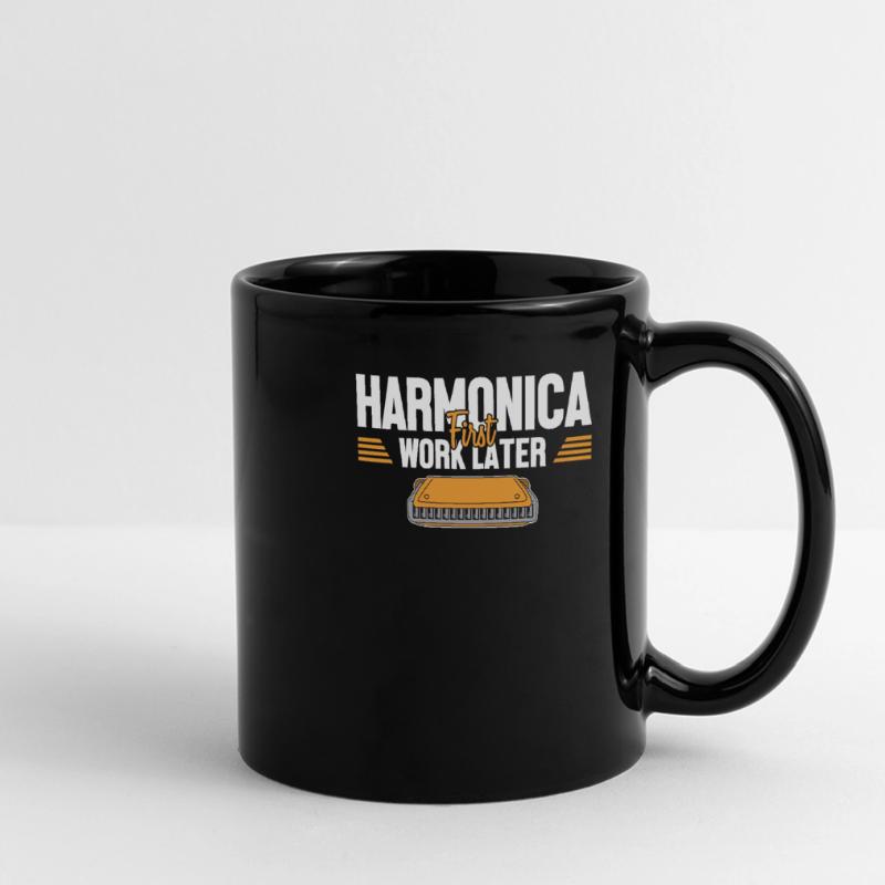 Harmonica First Work Later Harmonist Harmonicist Full Colour Panoramic Mug