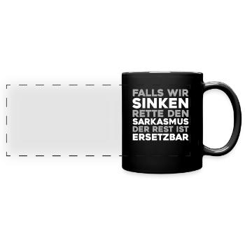 Schwarzer Humor - Panorama-Tasse farbig - Schwarz - Vorne