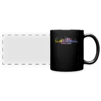 Portlander Skyline Portland - Panorama-Tasse farbig - Schwarz - Vorne