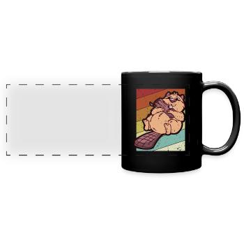 Retro Eurasischer Castor Canadensis Nordamerikanisch - Panorama-Tasse farbig - Schwarz - Vorne