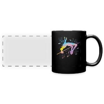Hochspringer Wasserfarben Hochsprung - Panorama-Tasse farbig - Schwarz - Vorne