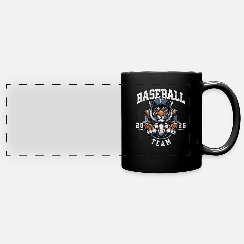 Sportliches Baseball Design mit einem Tiger - Panorama-Tasse farbig - Schwarz