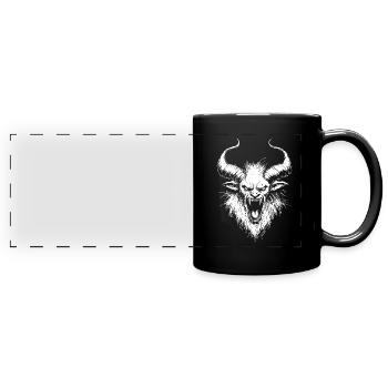 Demon with Horns – Blatant Horror Design - Full Colour Panoramic Mug - black - Front