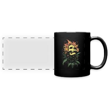 Flower Skull with Rampant Nature - Full Colour Panoramic Mug - black - Front