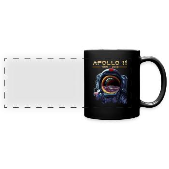 Apollo 11 Astronaut with Earth Reflection Moon - Full Colour Panoramic Mug - black - Front