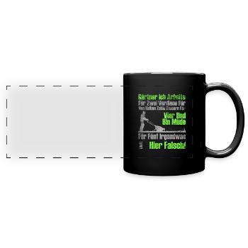Gärtner Lustiger Landschaftsgärtner - Panorama-Tasse farbig - Schwarz - Vorne
