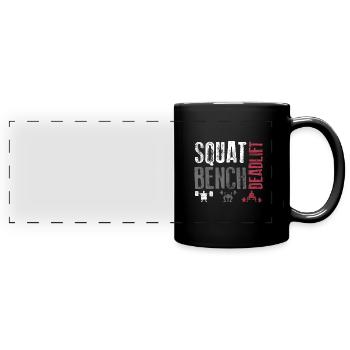 Cadeau d'entraînement de soulevé de terre de banc Squat - Mug panoramique uni - noir - Devant