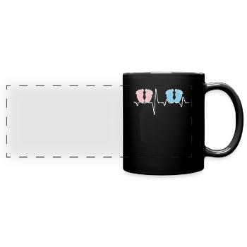 Heartbeat EKG twin mother twin father tea - Full Colour Panoramic Mug - black - Front
