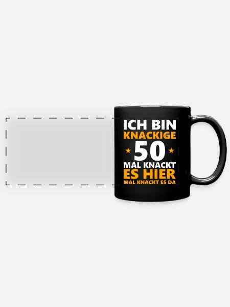 Knackige 50 - Panorama-Tasse farbig - Schwarz