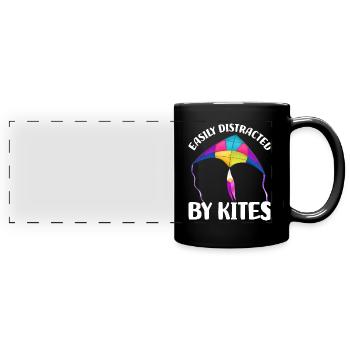 Drachensteigen Geschenke | Drachenfliegen Lassen - Panorama-Tasse farbig - Schwarz - Vorne
