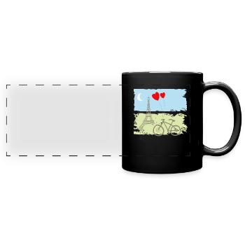 Paris Eiffelturm Frankreich Baguette Stadt Liebe - Panorama-Tasse farbig - Schwarz - Vorne