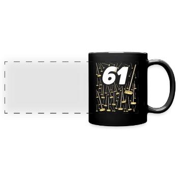 61 birthday brooms humor man or woman - Full Colour Panoramic Mug - black - Front