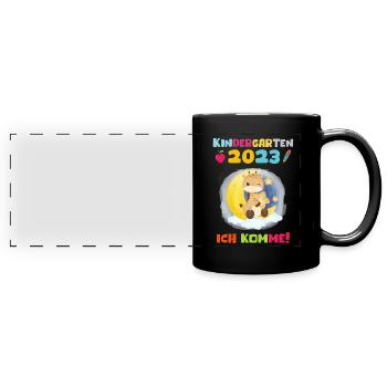 Kindergarten 2023 Ich Komme Mädchen Kita Geschenk - Panorama-Tasse farbig - Schwarz - Vorne