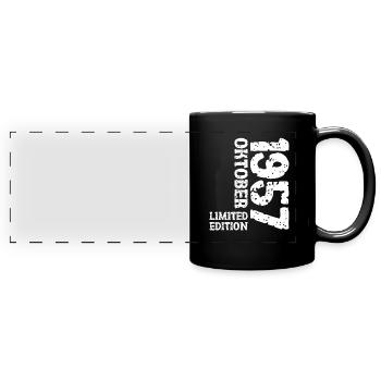 1957 Oktober Limited Edition 66. Geburtstag Deko - Panorama-Tasse farbig - Schwarz - Vorne