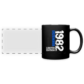 1982 Dezember Limited Edition 41. Geburtstag Deko - Panorama-Tasse farbig - Schwarz - Vorne