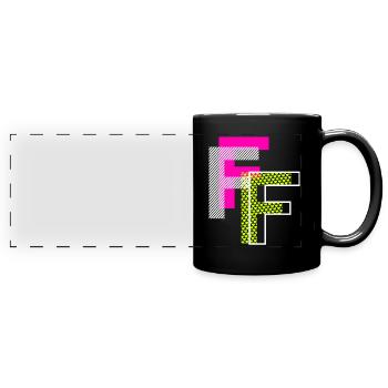 F Buchstabe - Panorama-Tasse farbig - Schwarz - Vorne