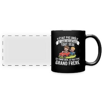 Zukünftiger lustiger großer Bruder - Panorama-Tasse farbig - Schwarz - Vorne