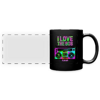 Ich LIEBE 90S - Panorama-Tasse farbig - Schwarz - Vorne