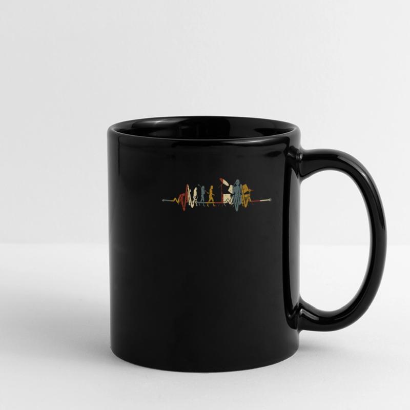 Retro Schlagzeuger Evolution Drummer Panorama-Tasse farbig