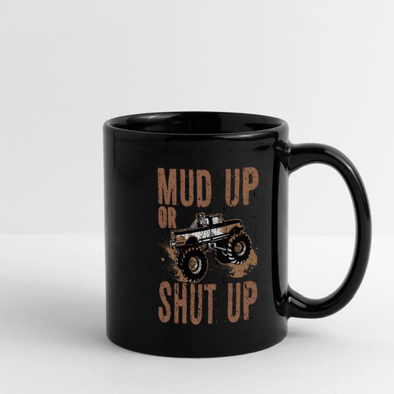 Mudder-Geschenk Schlamm auf- oder Schweigen Mudding-Humor Panorama-Tasse farbig