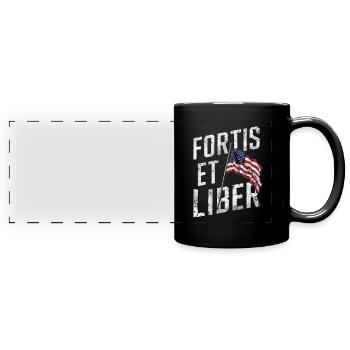 Amerikanische Flagge Fortis et Liber Patriotische Freiheit - Panorama-Tasse farbig - Schwarz - Vorne
