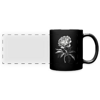 Pfingstrose Blume Botanisch Kunst Vintage Blumen Natur - Panorama-Tasse farbig - Schwarz - Vorne