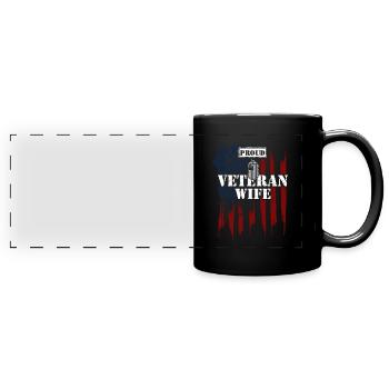 Fière épouse d’ancien combattant - Vétéran - Mug panoramique uni - noir - Devant