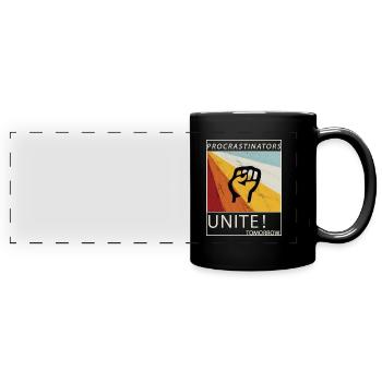 Les procrastinateurs s'unissent demain paresseux son cadeau - Mug panoramique uni - noir - Devant