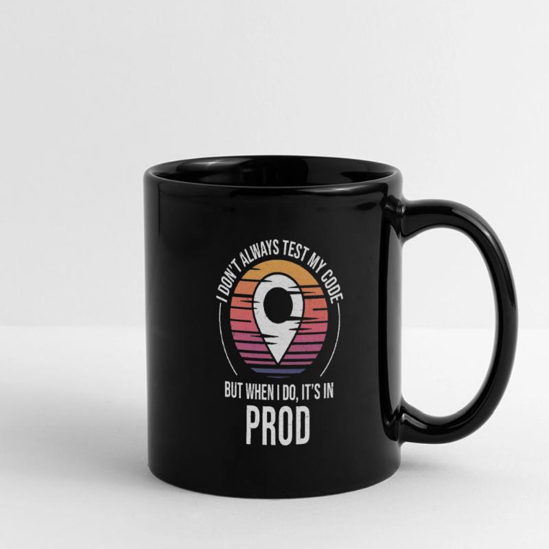 Développeur Codeur Programmeur Prod Test Humour Mug panoramique uni