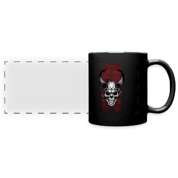 Griff des Dämons: Finsterer Schädel - Panorama-Tasse farbig - Schwarz - Vorne