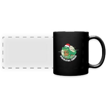 Spekulatius Saurus - Panorama-Tasse farbig - Schwarz - Vorne