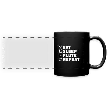 Eat sleep flute repeat - Panorama-Tasse farbig - Schwarz - Vorne