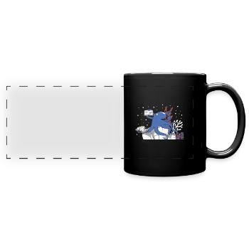Reading Octopus - Lesen - Panorama-Tasse farbig - Schwarz - Vorne