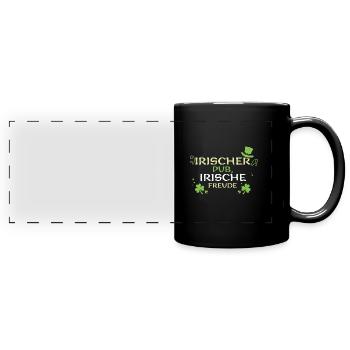 Irischer Pub, irische Freude - Panorama-Tasse farbig - Schwarz - Vorne